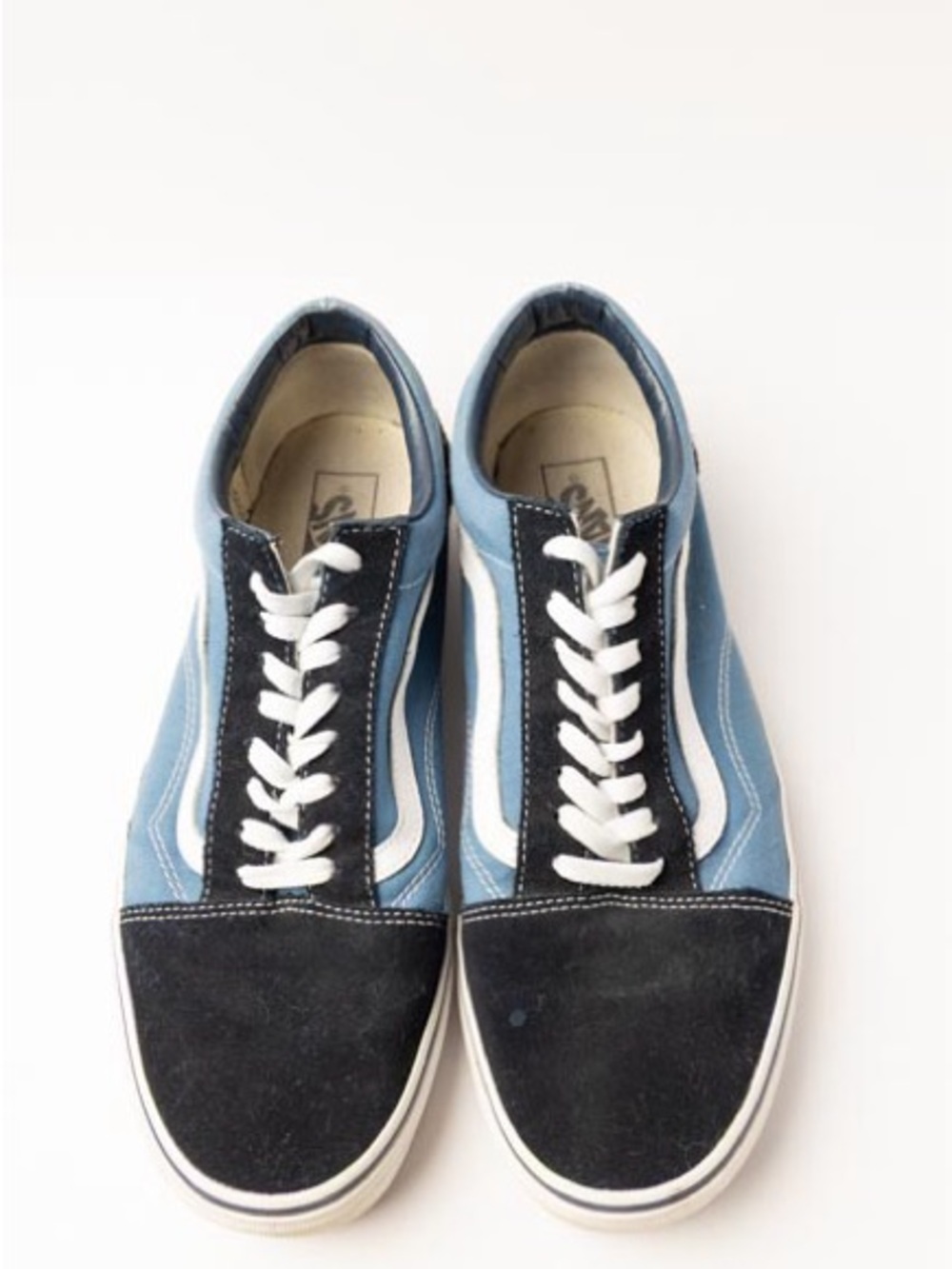 Vans Blue and Black Low-Top Skate Sneakers with White Accents